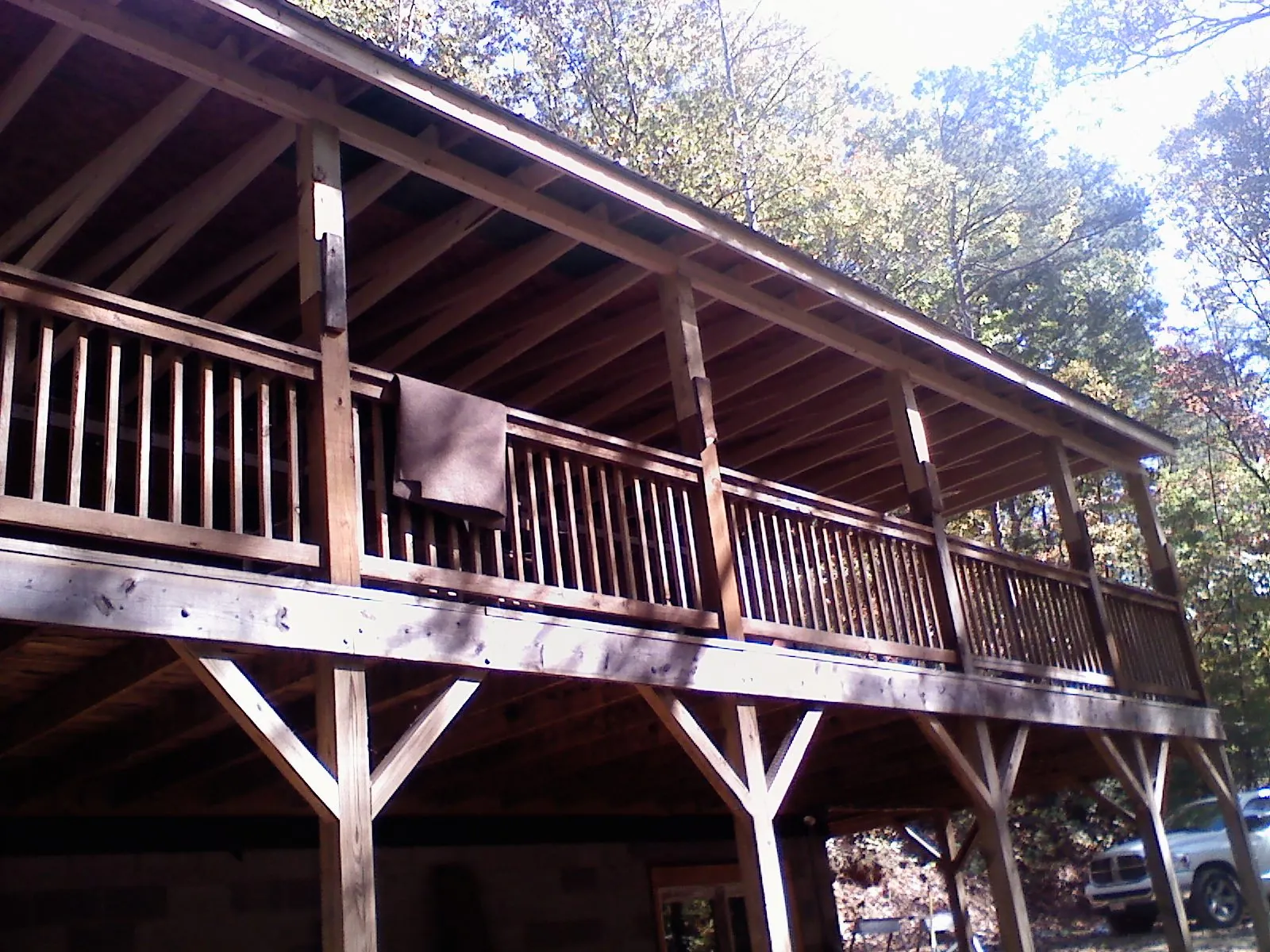 Timber framing under a new elevated porch and deck — Roof Leak Repair in Falls City by Roofing Brothers